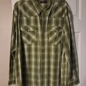 Orvis Olive Plaid Casual Shirt